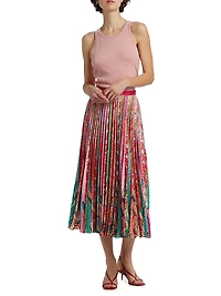 Kim Printed Pleated Midi-Skirt