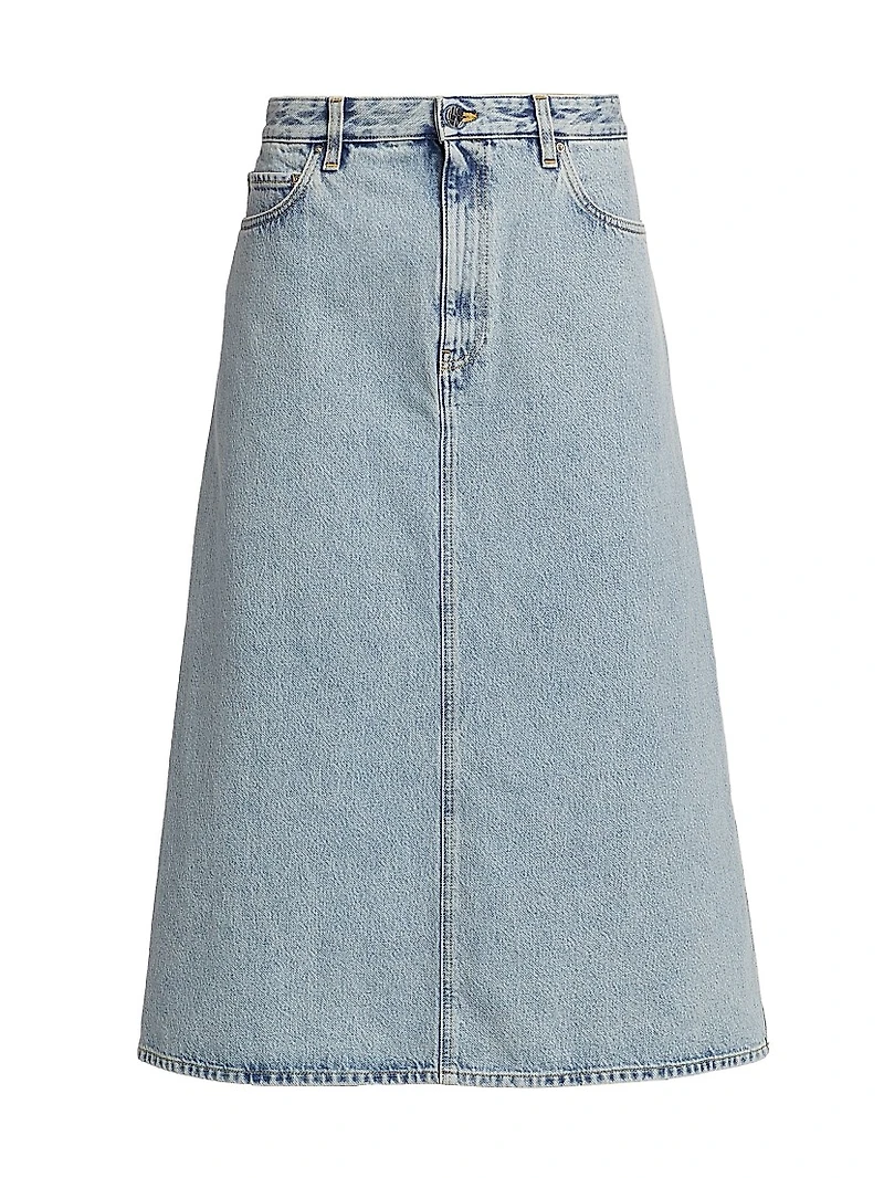 Denim A-Line Midi-Skirt