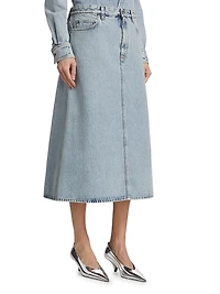 Denim A-Line Midi-Skirt