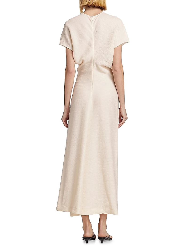 Crinkled Slouch-Waist Midi-Dress