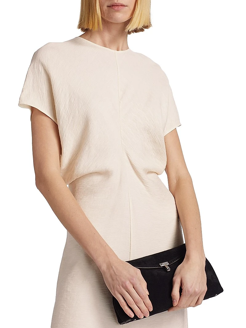 Crinkled Slouch-Waist Midi-Dress