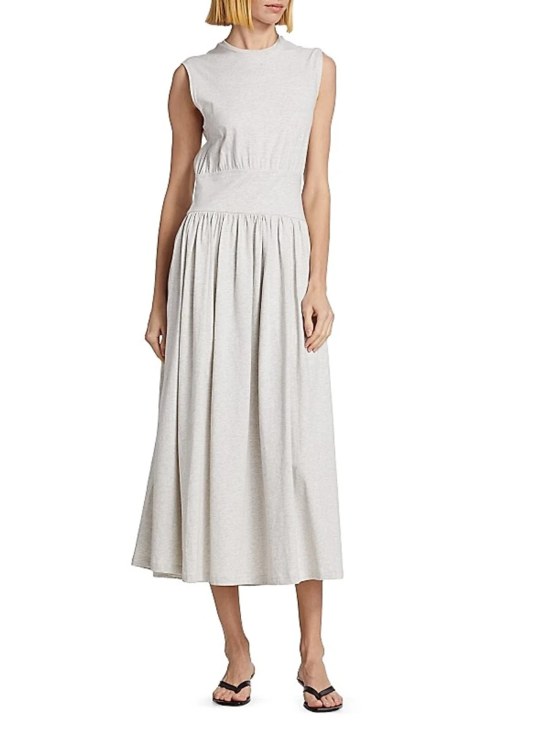 Cotton Sleeveless Midi-Dress
