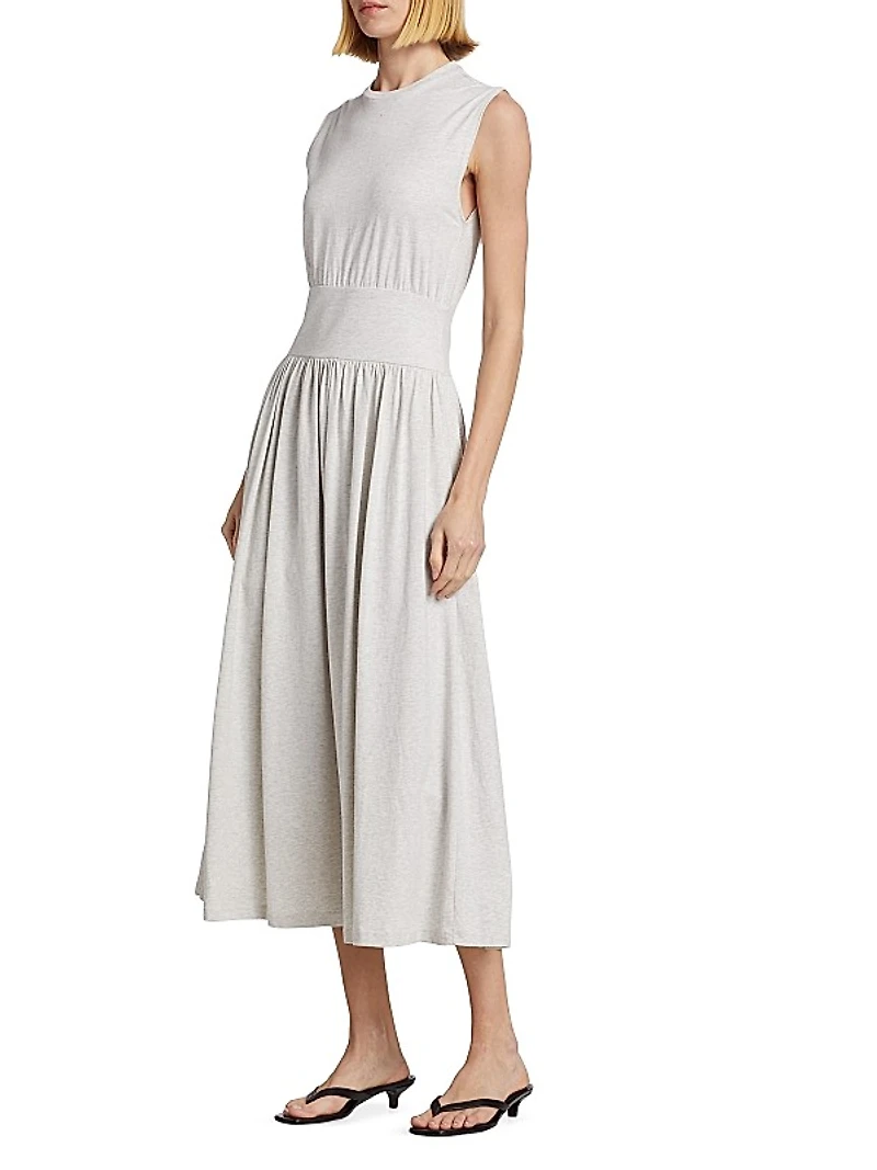 Cotton Sleeveless Midi-Dress