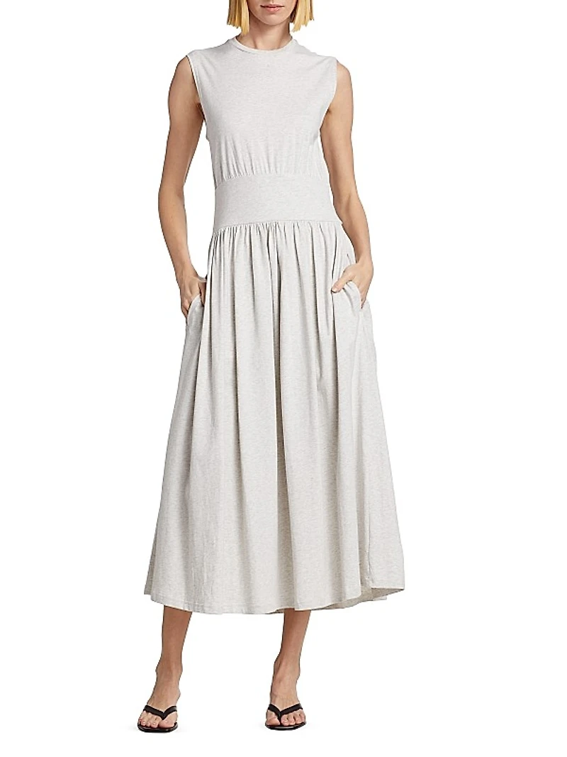 Cotton Sleeveless Midi-Dress