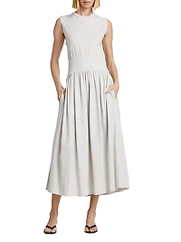 Cotton Sleeveless Midi-Dress