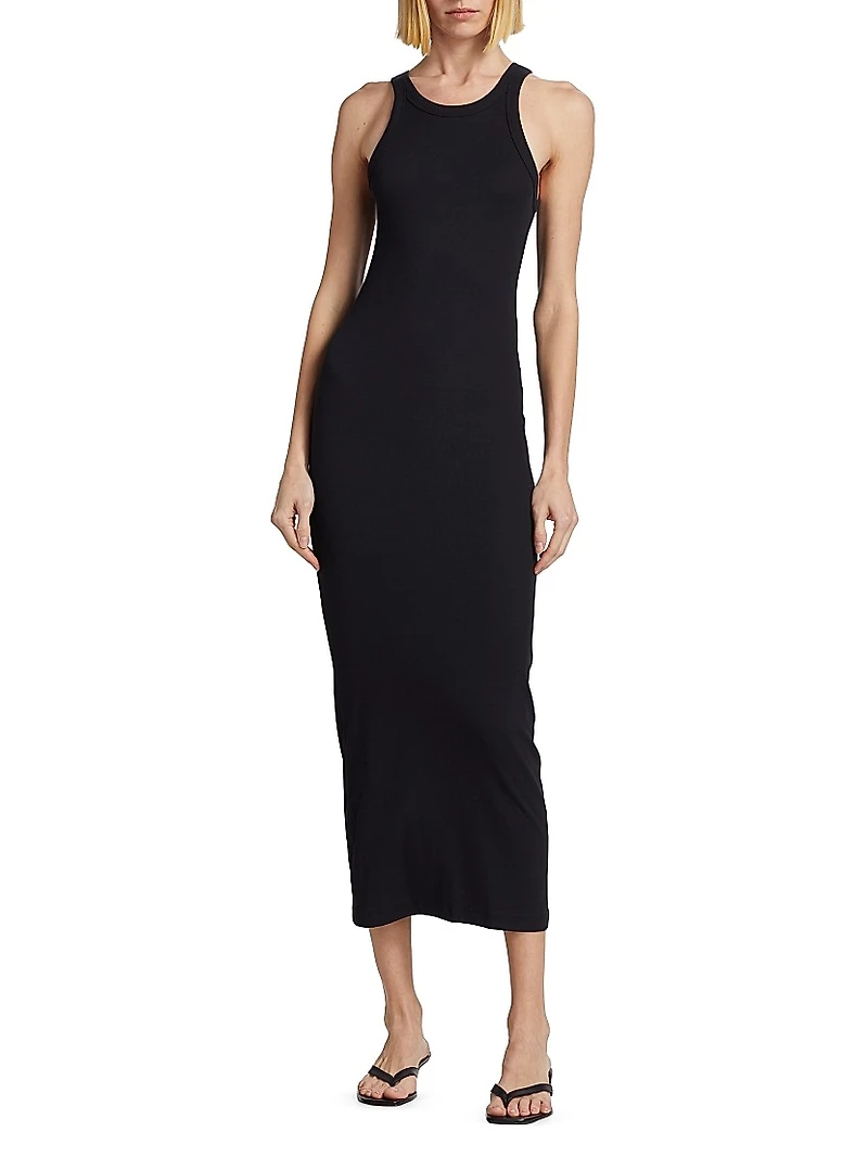 Curved Ribbed Tank Maxi Dress
