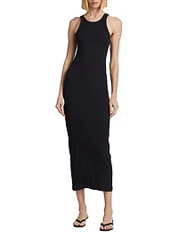 Curved Ribbed Tank Maxi Dress