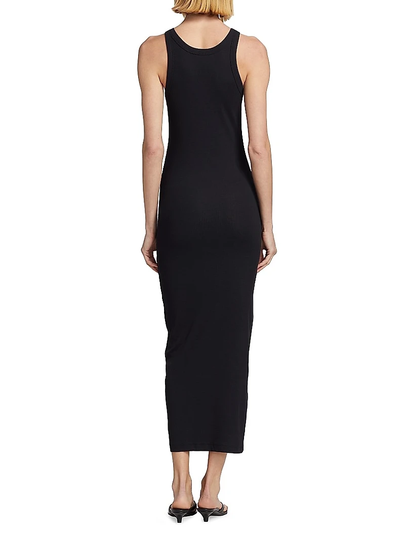 Curved Ribbed Tank Maxi Dress