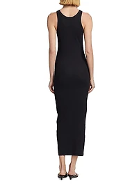 Curved Ribbed Tank Maxi Dress