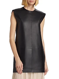 Double-Faced Leather Longline Top