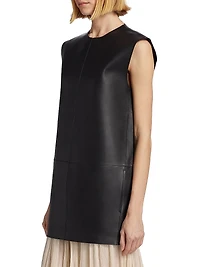Double-Faced Leather Longline Top