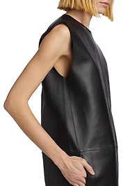 Double-Faced Leather Longline Top