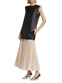 Double-Faced Leather Longline Top