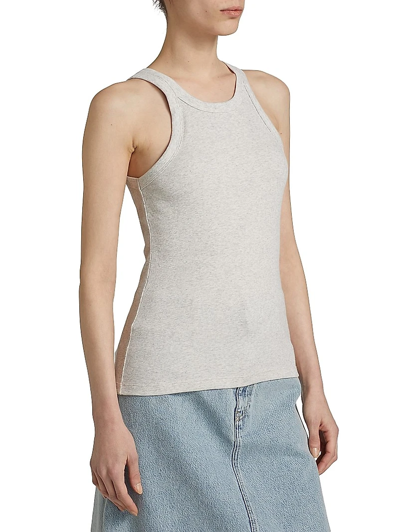 Curved Ribbed Jersey Tank