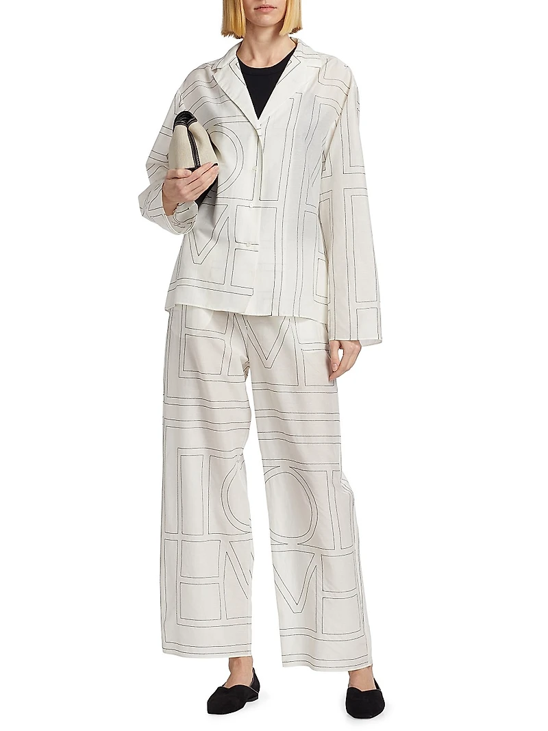 Monogram Cotton-Blend Pajama-Style Top