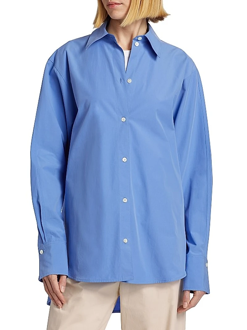 Oversized Cotton Poplin Button-Front Shirt