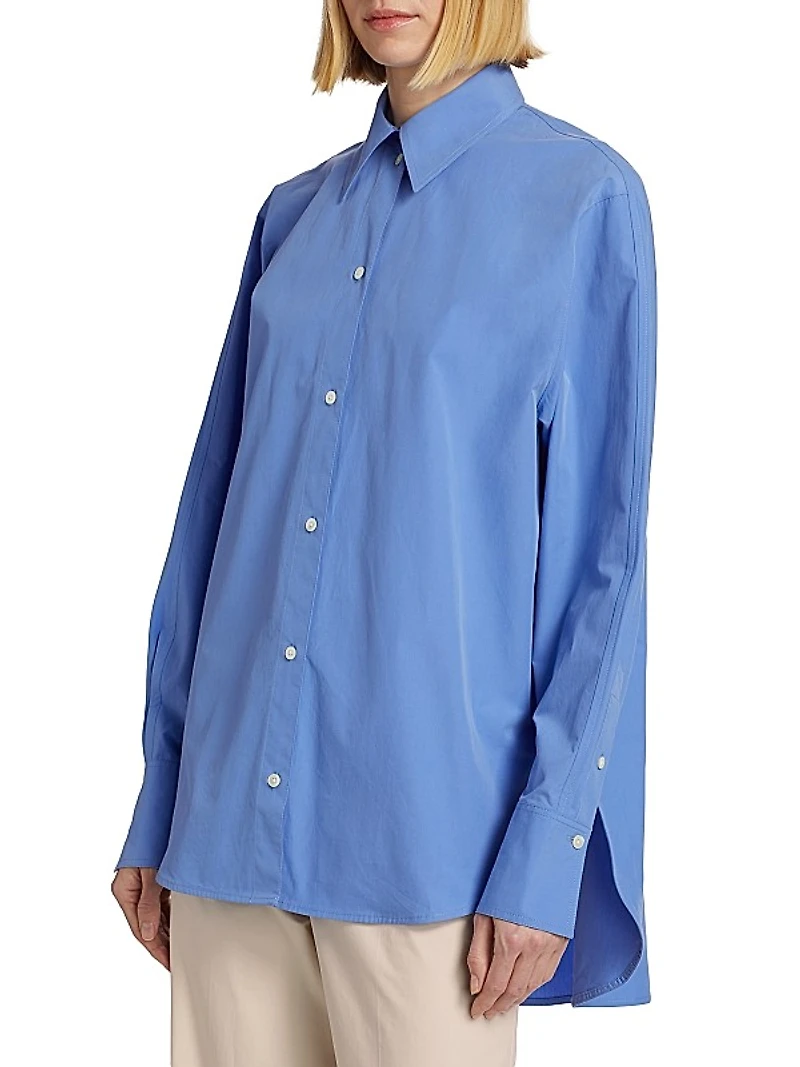 Oversized Cotton Poplin Button-Front Shirt