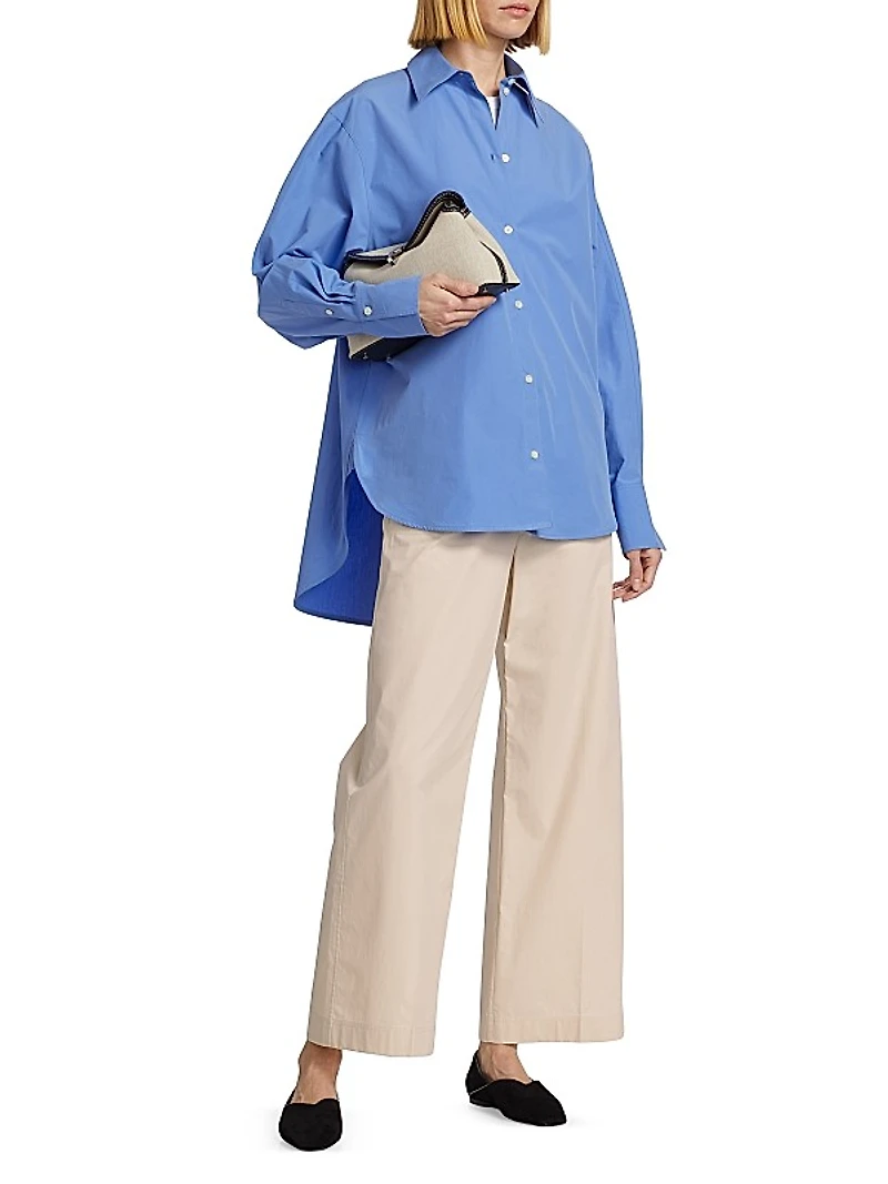 Oversized Cotton Poplin Button-Front Shirt