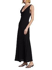 Crepe Jersey Twist Drape Maxi Dress