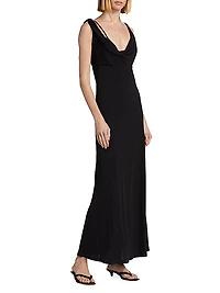 Crepe Jersey Twist Drape Maxi Dress
