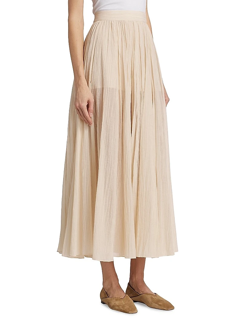 Crinkled Cotton Plissé Maxi Skirt