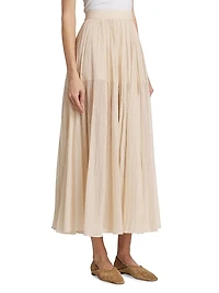 Crinkled Cotton Plissé Maxi Skirt