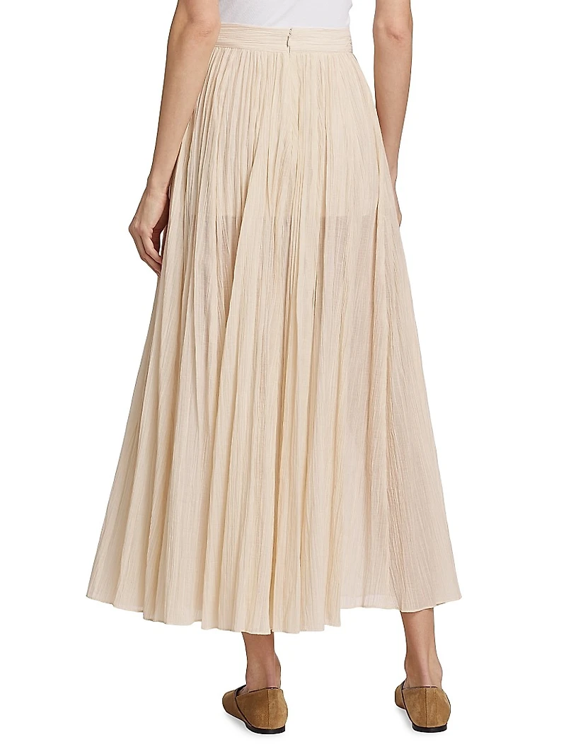 Crinkled Cotton Plissé Maxi Skirt