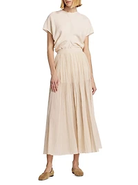 Crinkled Cotton Plissé Maxi Skirt