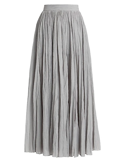 Crinkled Cotton Plissé Maxi Skirt