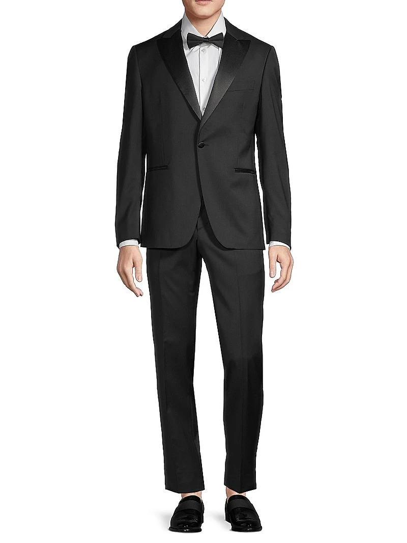 Stretch-Wool Peak-Lapel Tuxedo
