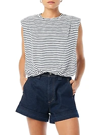 The Arden Breton-Striped Cotton-Blend Top