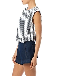 The Arden Breton-Striped Cotton-Blend Top