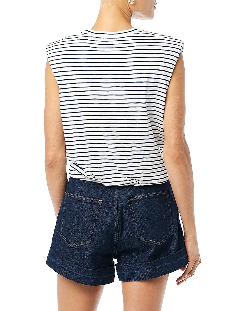 The Arden Breton-Striped Cotton-Blend Top