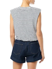 The Arden Breton-Striped Cotton-Blend Top