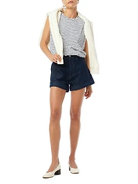 The Arden Breton-Striped Cotton-Blend Top