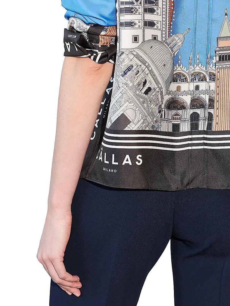 Silk Twill Shirt with Venice Scarf Print Back