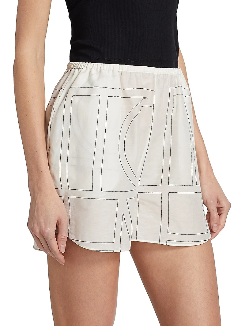 Monogrammed Cotton Straight-Leg Shorts