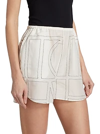 Monogrammed Cotton Straight-Leg Shorts