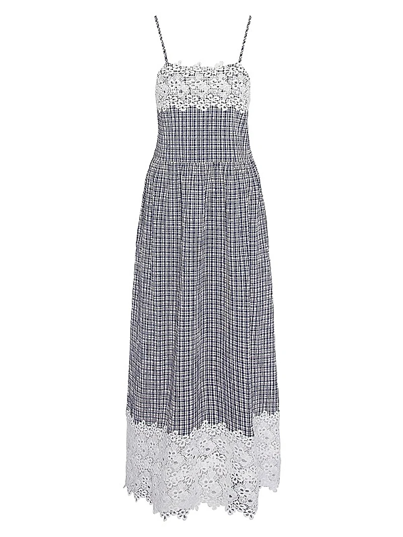 Glamis Seersucker & Lace Maxi Dress