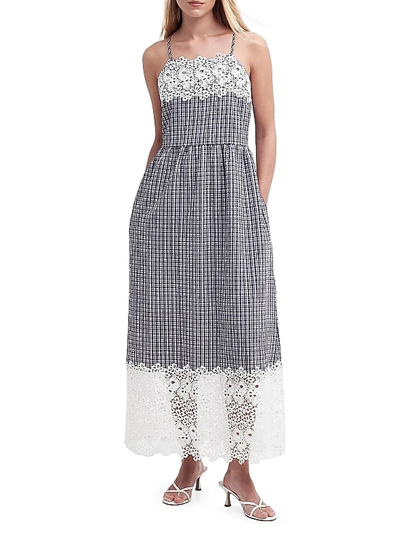 Glamis Seersucker & Lace Maxi Dress