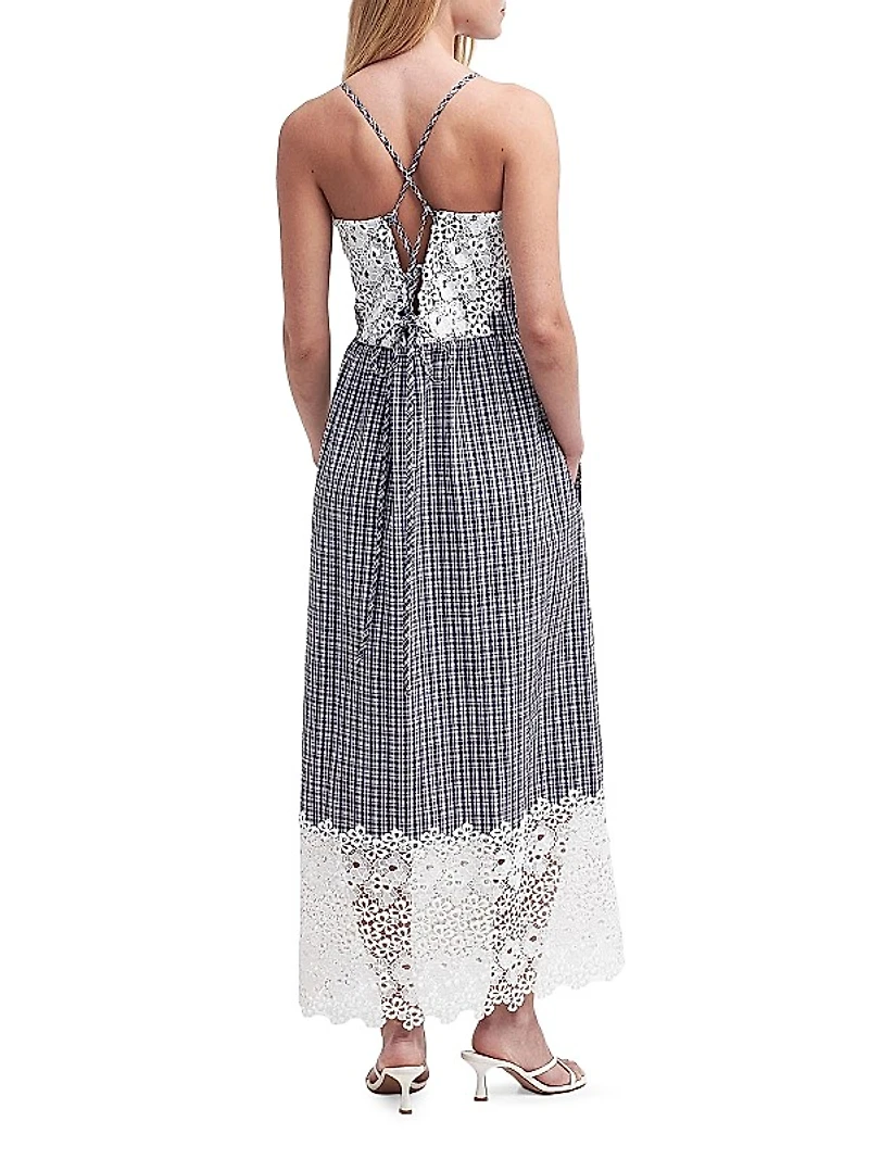Glamis Seersucker & Lace Maxi Dress