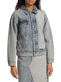 Contrast-Panel Denim Trucker Jacket
