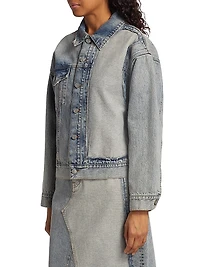 Contrast-Panel Denim Trucker Jacket