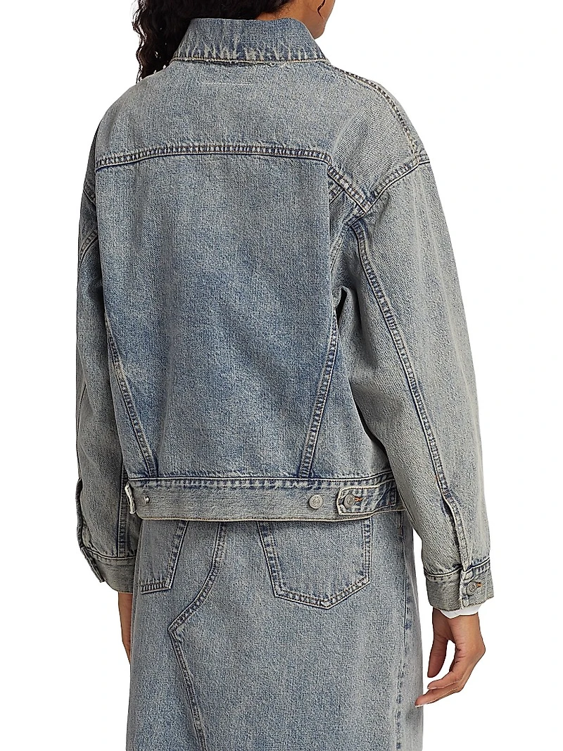 Contrast-Panel Denim Trucker Jacket