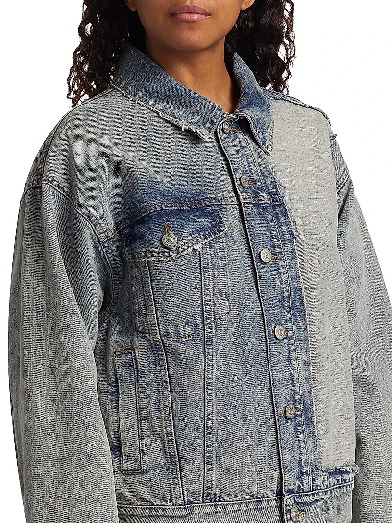 Contrast-Panel Denim Trucker Jacket