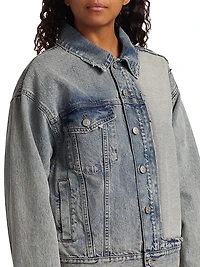 Contrast-Panel Denim Trucker Jacket