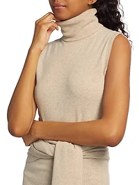 Wool-Blend Tie-Waist Turtleneck Midi-Dress