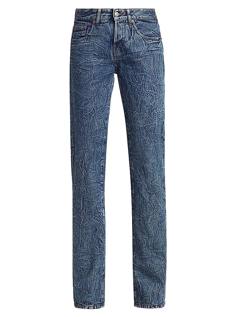 Crinkled Low-Rise Slim Flared Jeans