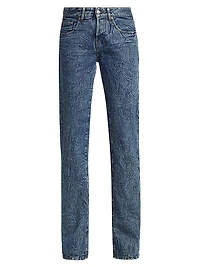 Crinkled Low-Rise Slim Flared Jeans