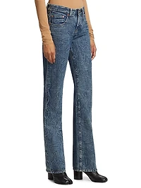 Crinkled Low-Rise Slim Flared Jeans